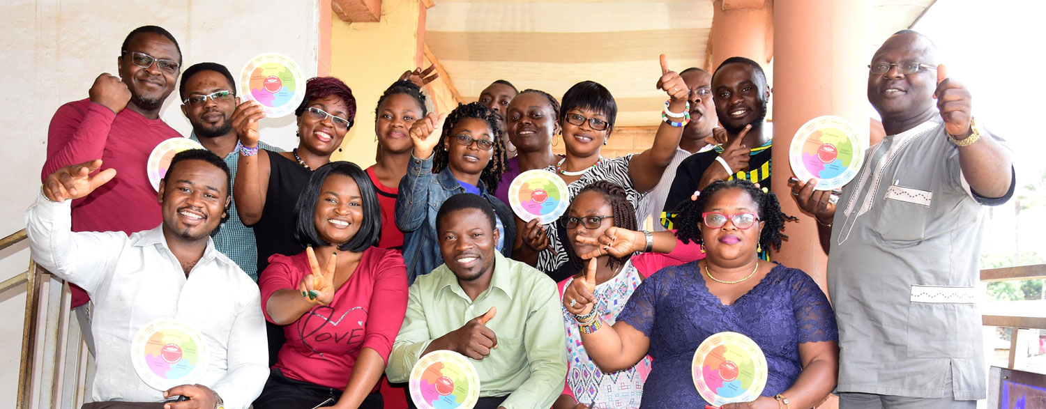 Healthcare workers in Cameroon with the JBI wheel of EBHC