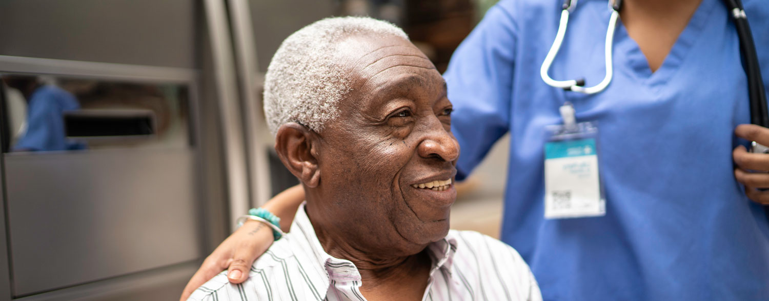 Older man being treated for leprosy