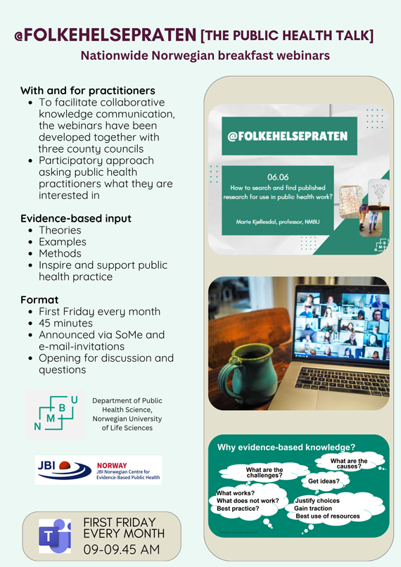 @Folkehelsepraten [The public health talk] Nationwide Norwegian breakfast webinars flyer
