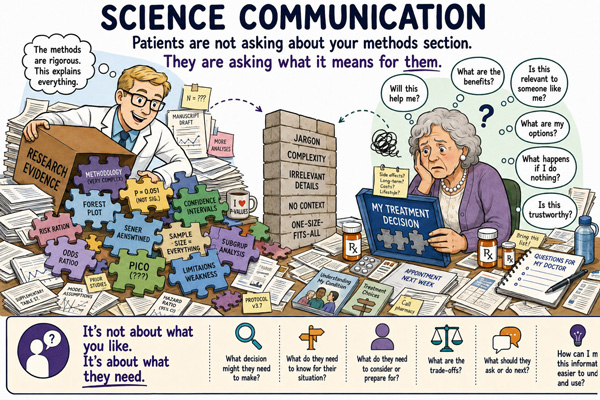  AI-generated infographic about communicating evidence to patients. The image contained accuracy and inclusion errors.