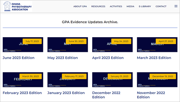 A snapshot of the GPA evidence updates archive