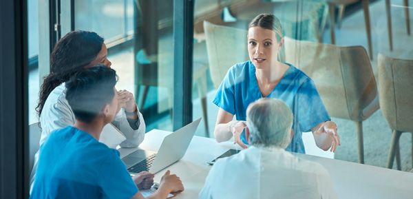 Nurses discuss their systematic reviews with a mentor