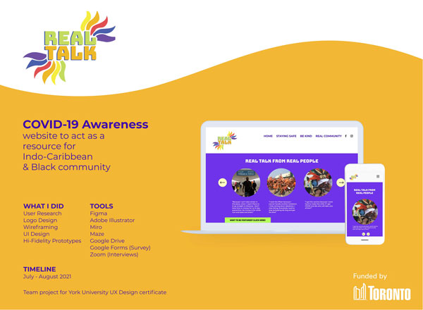 Real Talk web page on covid-19 Awareness