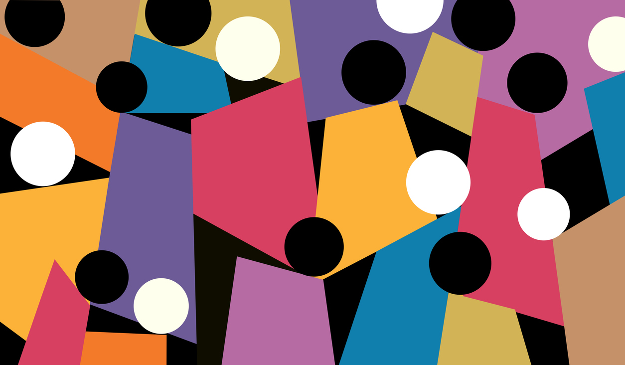 Abstract, geometric illustration of crowd of human figures